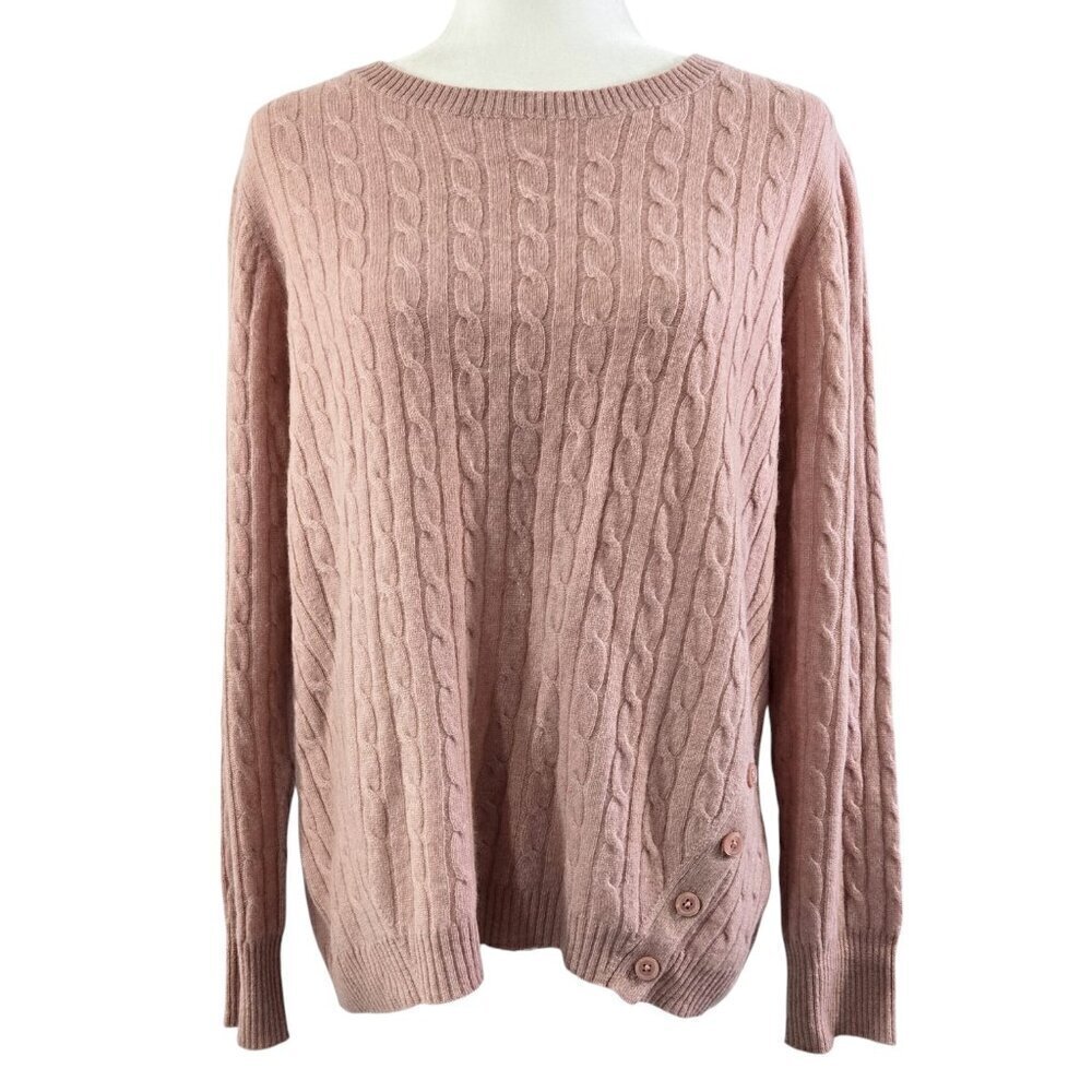 Charter Club Luxury 100% Cashmere Blush Pink Cable Knit Sweater Cozy Preppy